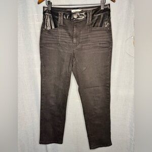 m Jeans Black w/Leather Skinny Ankle